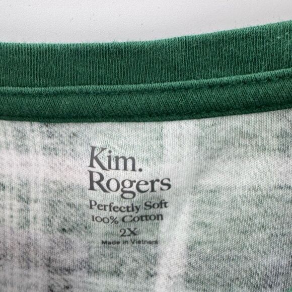 3/$20 Kim Rogers Plaid Green/Blue 3/4 Sleeve size 2X - Picture 2 of 6